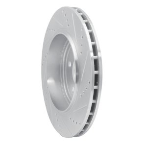 Dodge Durango Brake Rotor (1) - Rear Left - R1 Concepts - Drilled & Slotted - Silver - `12-`25
